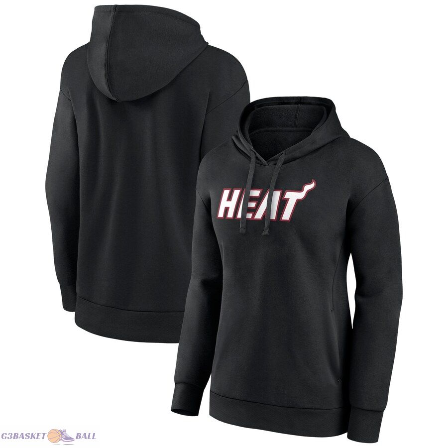 Women's Miami Heat Black Wordmark Alt Pullover Hoodie