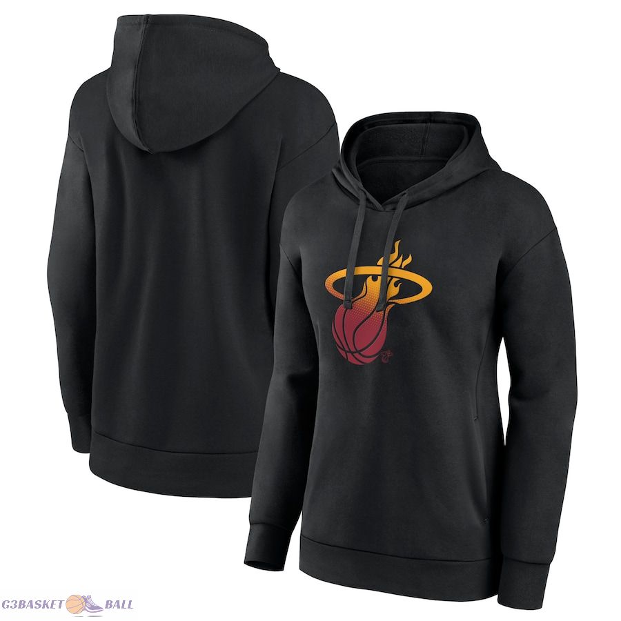 Women's Miami Heat Black Gradient Logo Pullover Hoodie