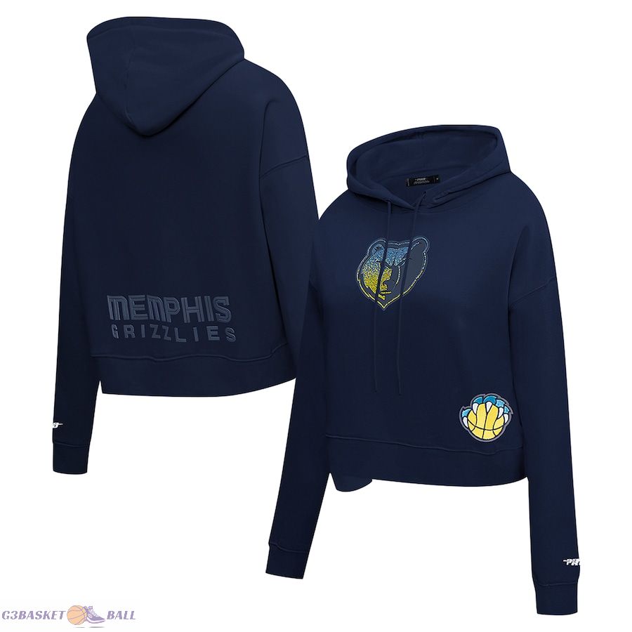 Women's Memphis Grizzlies Pro Standard Navy Jewels Cropped Pullover Hoodie