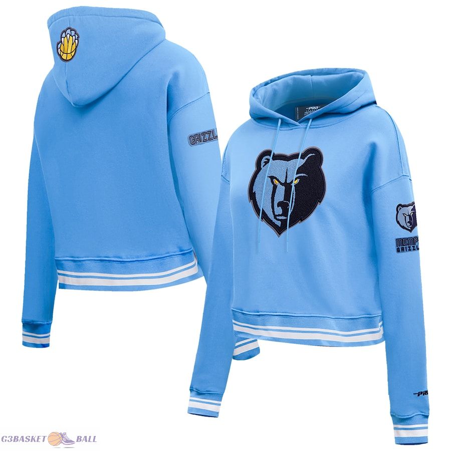 Women's Memphis Grizzlies Pro Standard Light Blue Retro Classic Cropped Pullover Hoodie