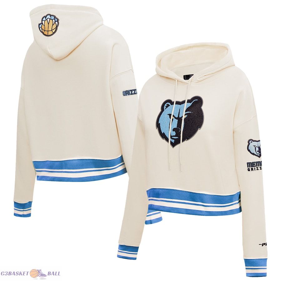 Women's Memphis Grizzlies Pro Standard Cream Retro Classic Cropped Pullover Hoodie