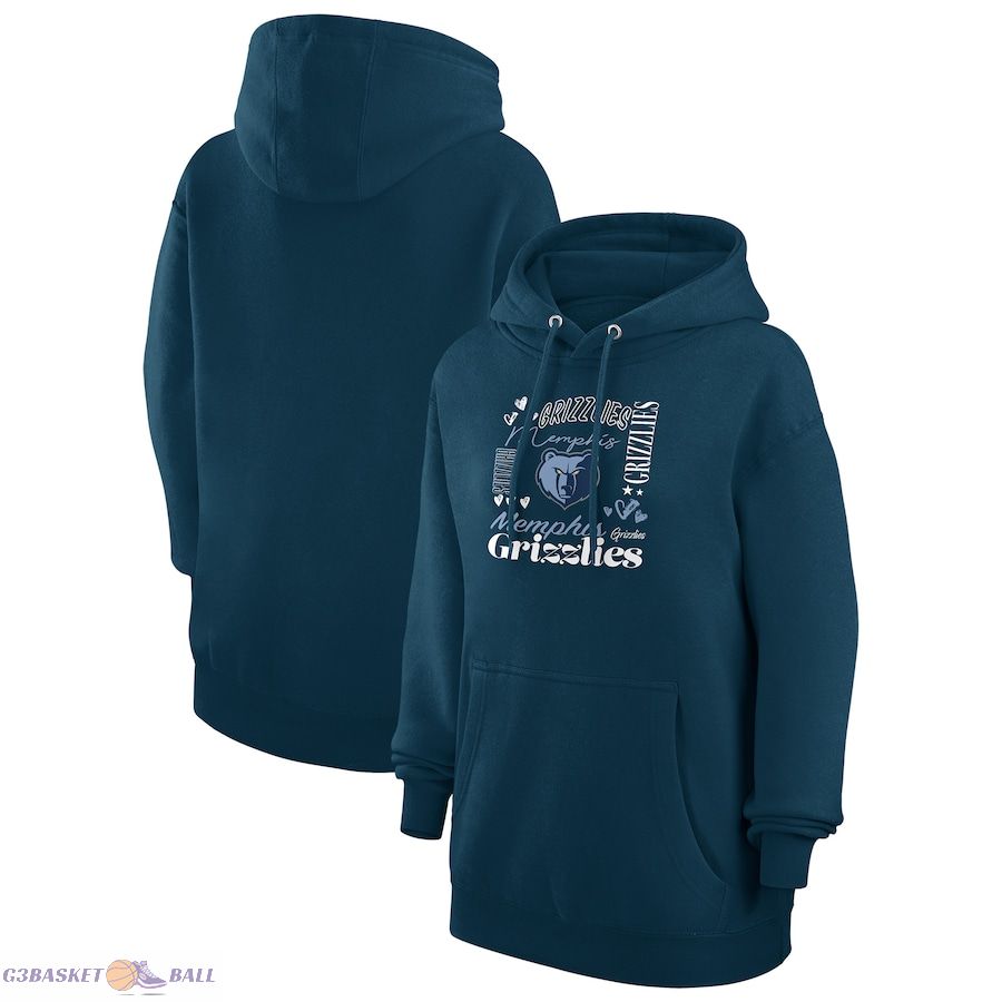 Women's Memphis Grizzlies G-III 4Her by Carl Banks Navy Team Collage Graphic Fleece Pullover Hoodie