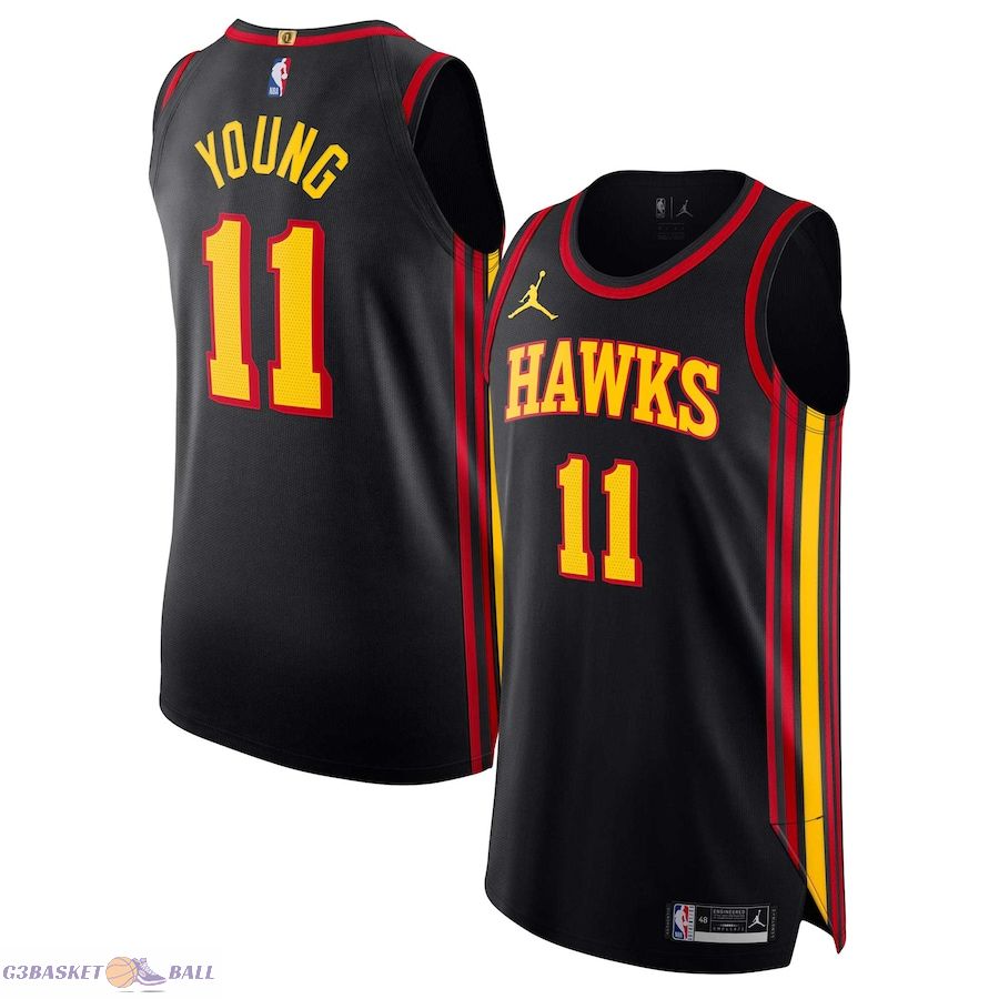 Men's Atlanta Hawks Trae Young Jordan Brand Black Authentic Player Jersey - Statement Edition