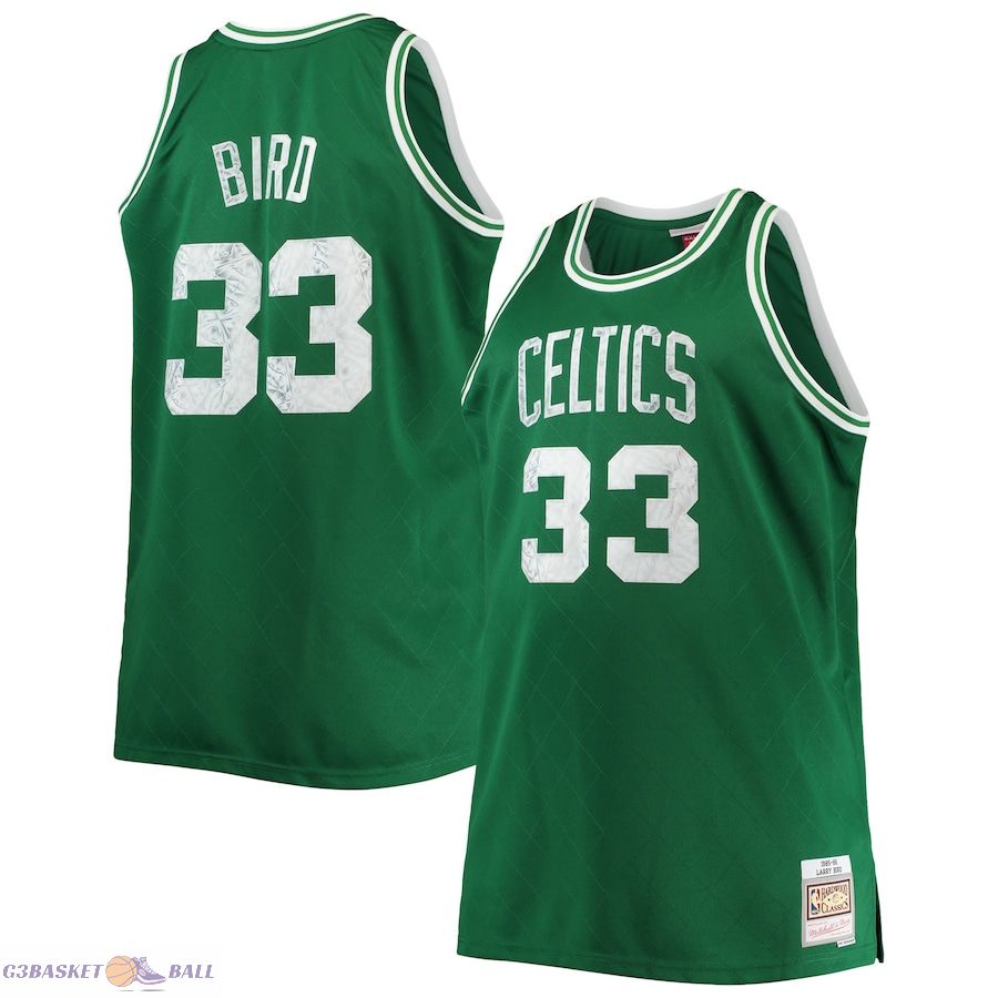 Men's Boston Celtics Larry Bird Mitchell & Ness Kelly Green Big & Tall 1985/86 NBA 75th Anniversary Diamond Swingman Jersey