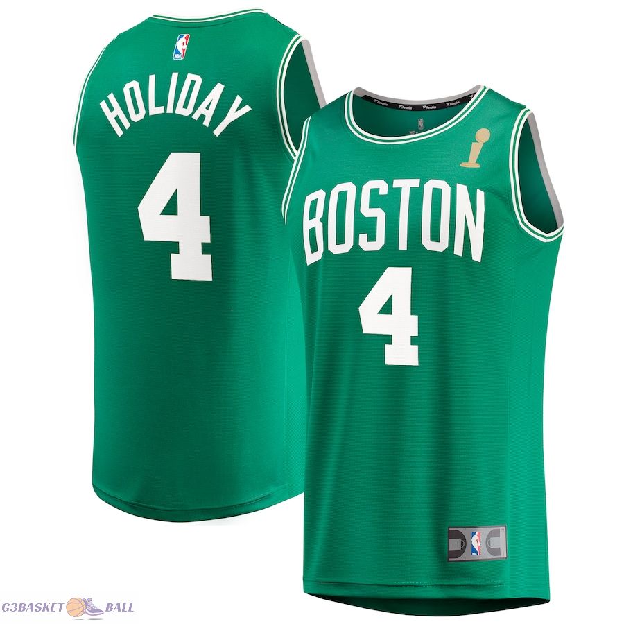 Men's Boston Celtics Jrue Holiday Fanatics Kelly Green 2024 NBA Finals Champions Fast Break Replica Player Jersey - Icon Edition