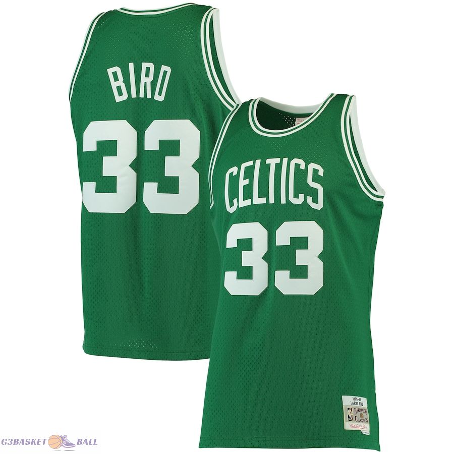 Men's Boston Celtics Larry Bird Mitchell & Ness Kelly Green 1985/86 Big & Tall Hardwood Classics Swingman Jersey