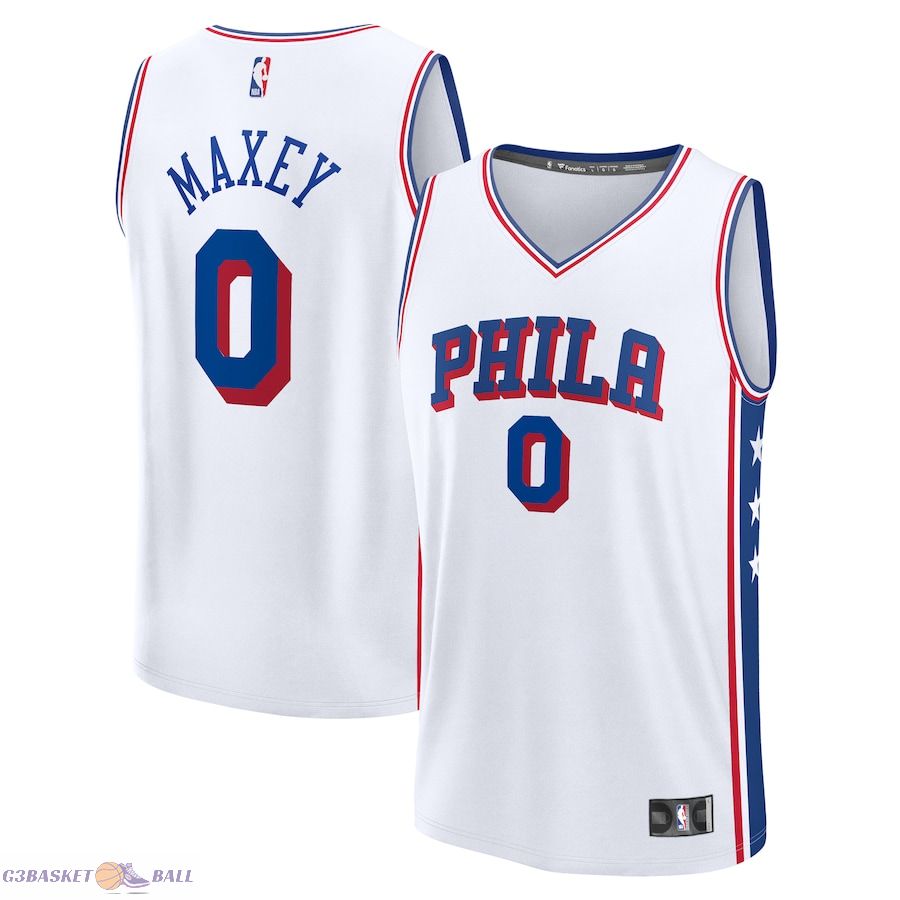 Men's Philadelphia 76ers Tyrese Maxey Fanatics White Fast Break Replica Player Jersey - Association Edition