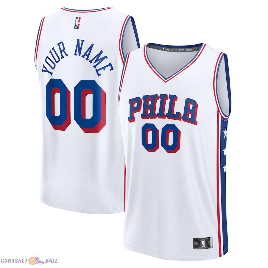 Men's Philadelphia 76ers Fanatics White Custom Fast Break Jersey - Association Edition