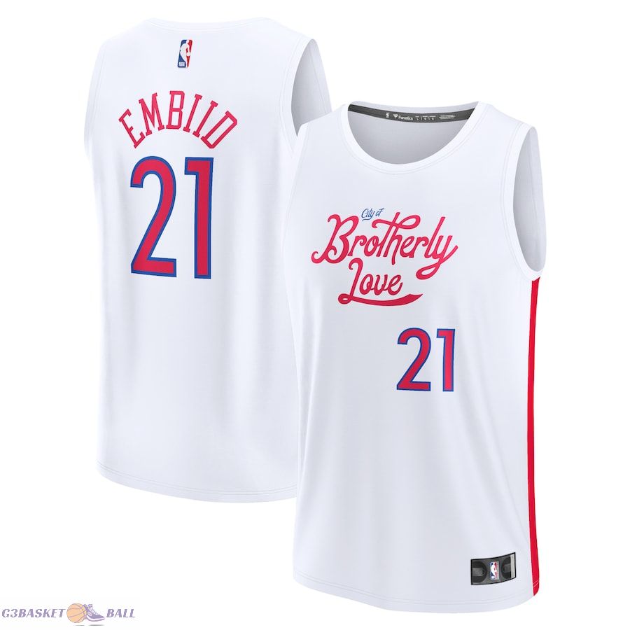 Men's Philadelphia 76ers Joel Embiid Fanatics White Fastbreak Jersey - City Edition