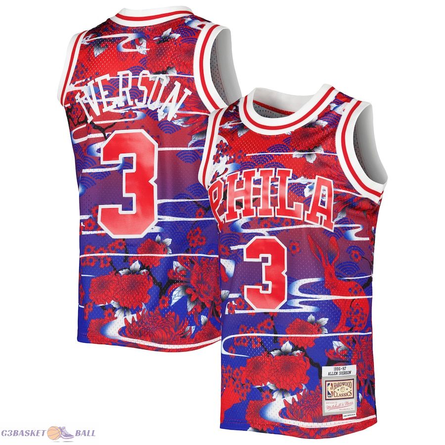 Men's Philadelphia 76ers Allen Iverson Mitchell & Ness Red 1996/97 Hardwood Classics Lunar New Year Swingman Jersey