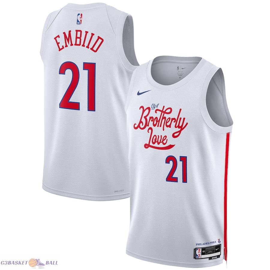 Unisex Philadelphia 76ers Joel Embiid White 2022/23 Swingman Jersey - City Edition