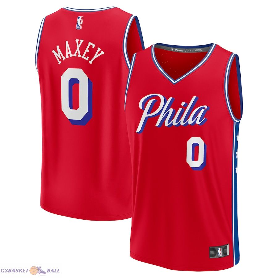 Men's Philadelphia 76ers Tyrese Maxey Fanatics Red Fast Break Replica Player Jersey - Statement Edition