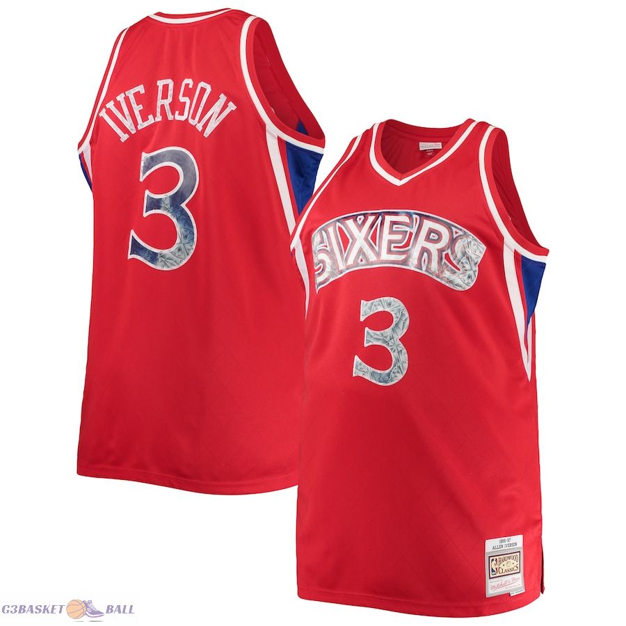 Men's Philadelphia 76ers Allen Iverson Mitchell & Ness Red Big & Tall 1996/97 NBA 75th Anniversary Diamond Swingman Jersey