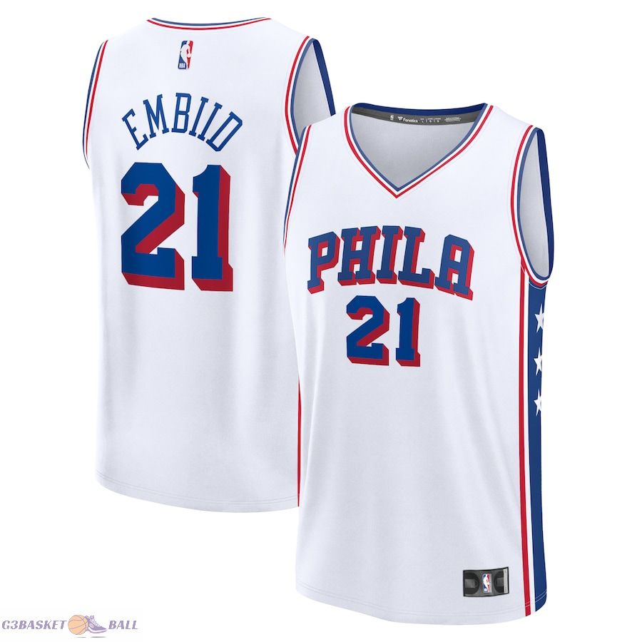 Men's Philadelphia 76ers Joel Embiid Fanatics White Fast Break Replica Player Jersey - Association Edition