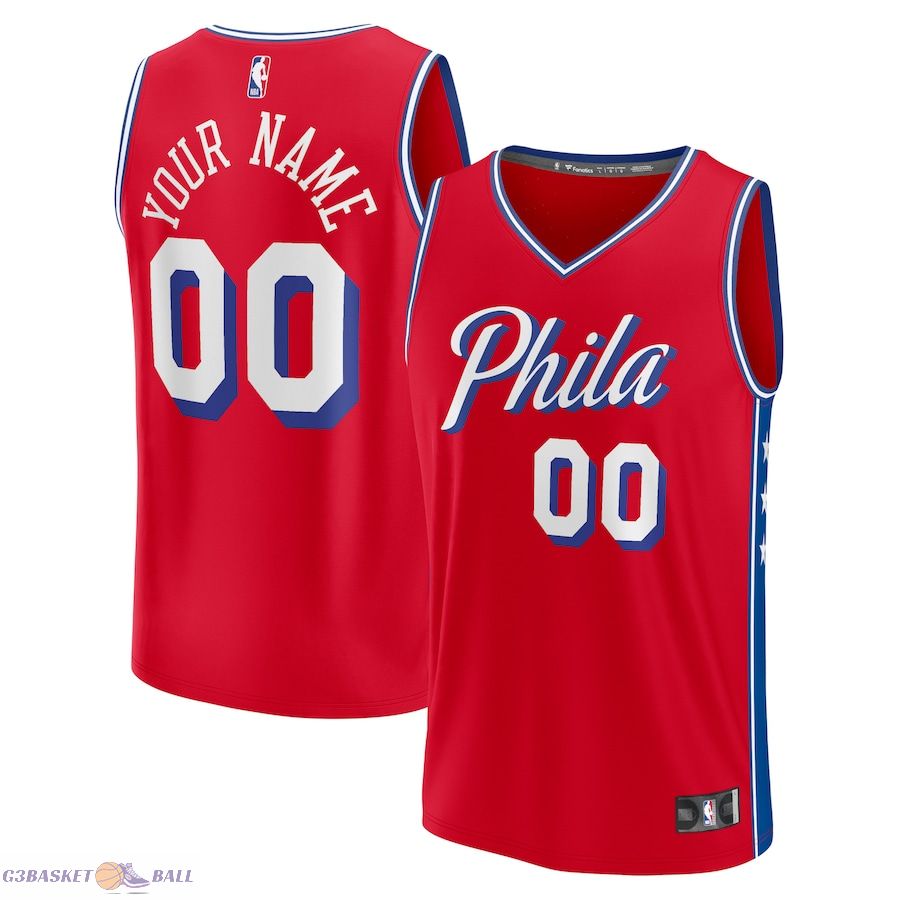 Men's Philadelphia 76ers Fanatics Red Fast Break Custom Jersey - Statement Edition