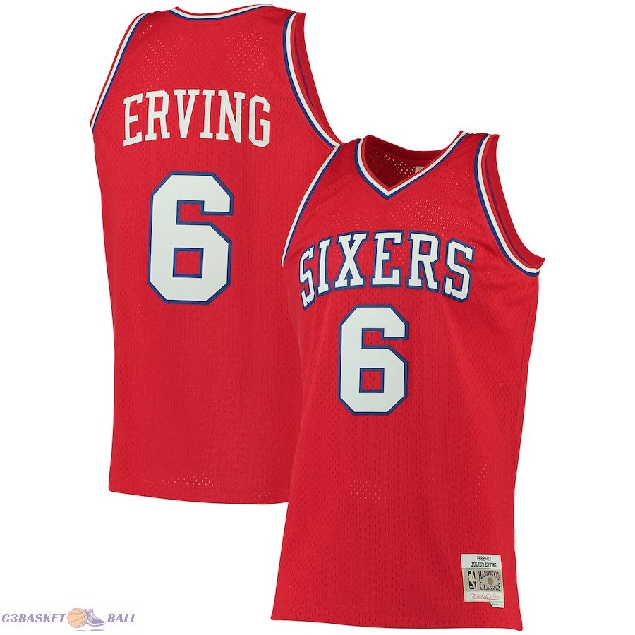 Men's Philadelphia 76ers Julius Erving Mitchell & Ness Red 1982/83 Big & Tall Hardwood Classics Swingman Jersey