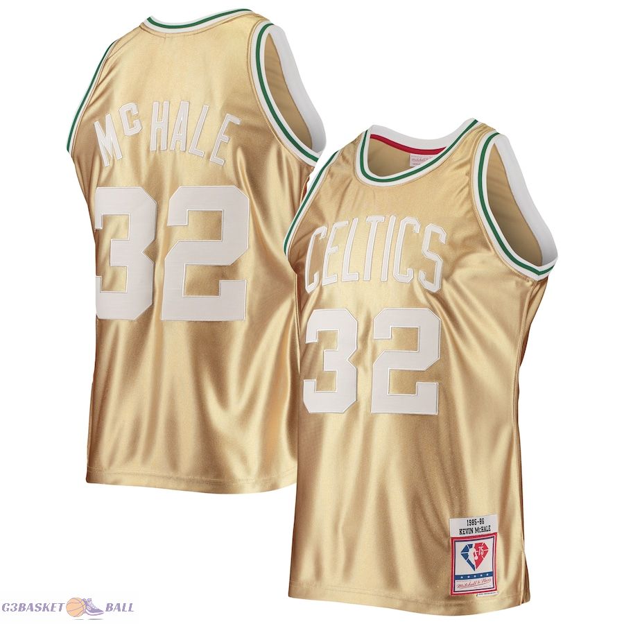 Men's Boston Celtics Kevin McHale Gold Mitchell & Ness 75th Anniversary 1985/86 Hardwood Classics Swingman Jersey