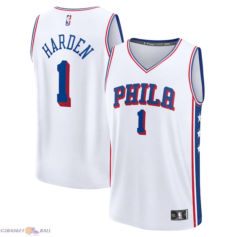 Men's Philadelphia 76ers James Harden Fanatics White Fast Break Replica Jersey - Association Edition