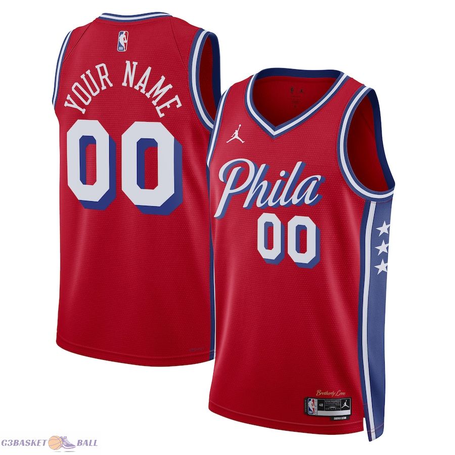 Unisex Philadelphia 76ers Jordan Brand Red 2022/23 Swingman Custom Jersey - Statement Edition