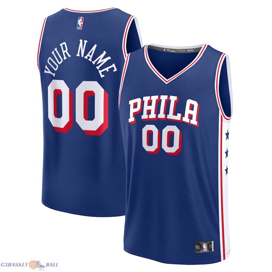 Men's Philadelphia 76ers Fanatics Blue Custom Fast Break Jersey - Icon Edition