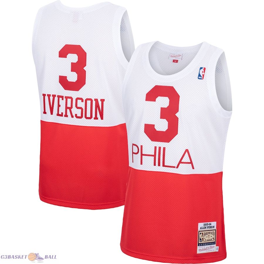 Men's Philadelphia 76ers Allen Iverson Mitchell & Ness White 2003/04 Hardwood Classics Authentic Jersey