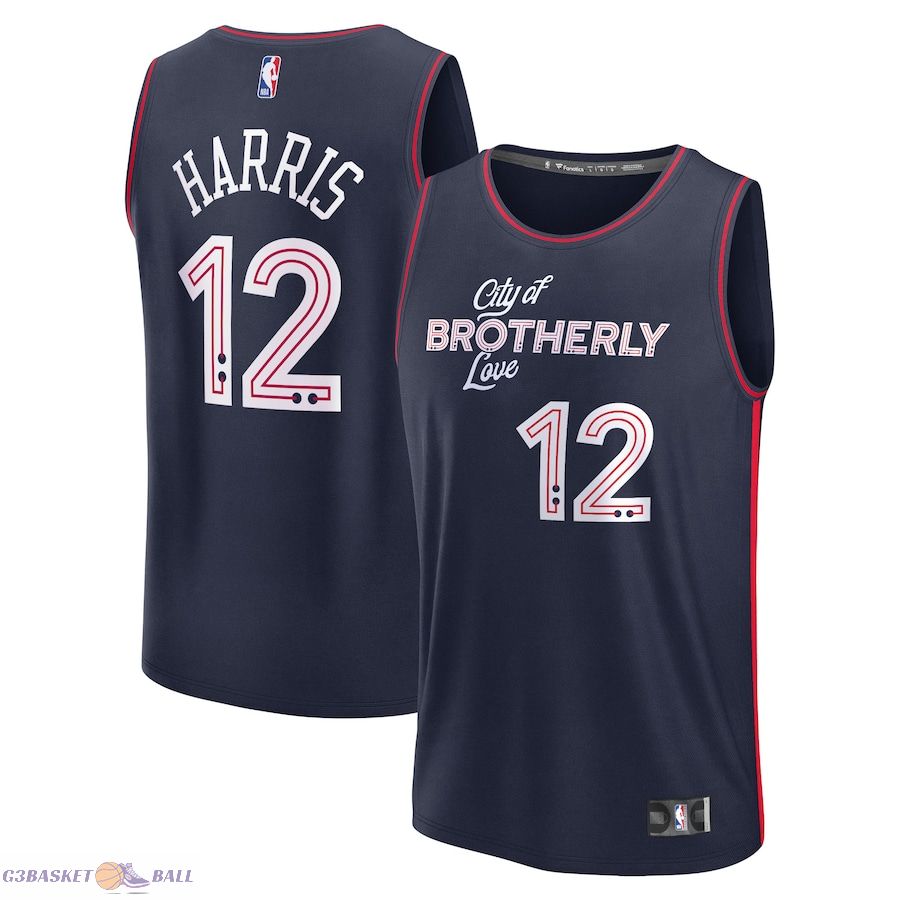 Men's Philadelphia 76ers Tobias Harris Fanatics Navy Fast Break Jersey - City Edition