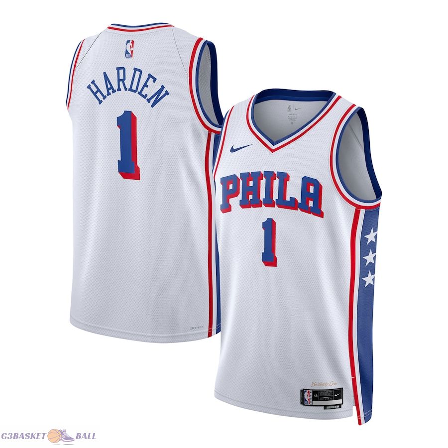 Unisex Philadelphia 76ers James Harden White Swingman Jersey - Association Edition