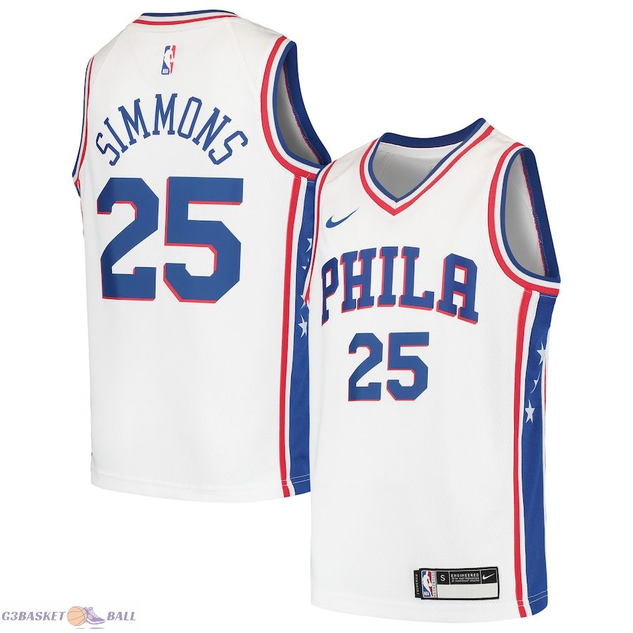 Youth Philadelphia 76ers Ben Simmons White Swingman Jersey