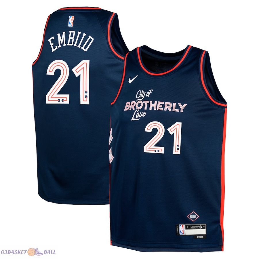 Youth Philadelphia 76ers Joel Embiid Navy Swingman Replica Jersey - City Edition