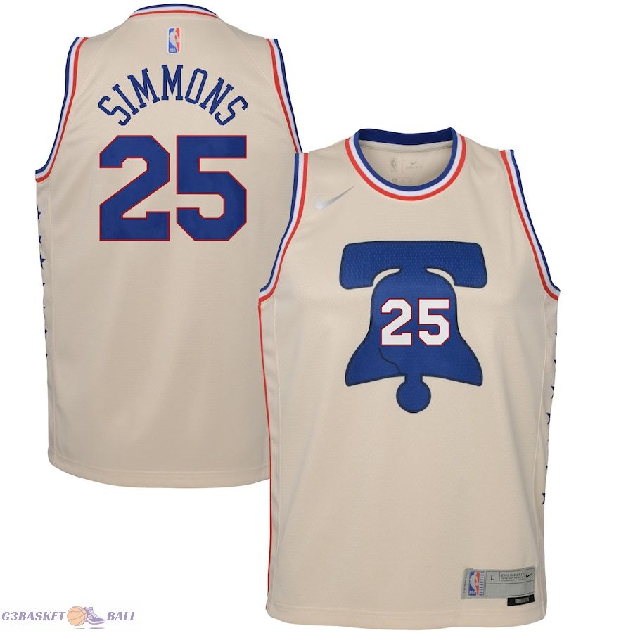 Youth Philadelphia 76ers Ben Simmons Cream 2020/21 Swingman Player Jersey - Earned Edition