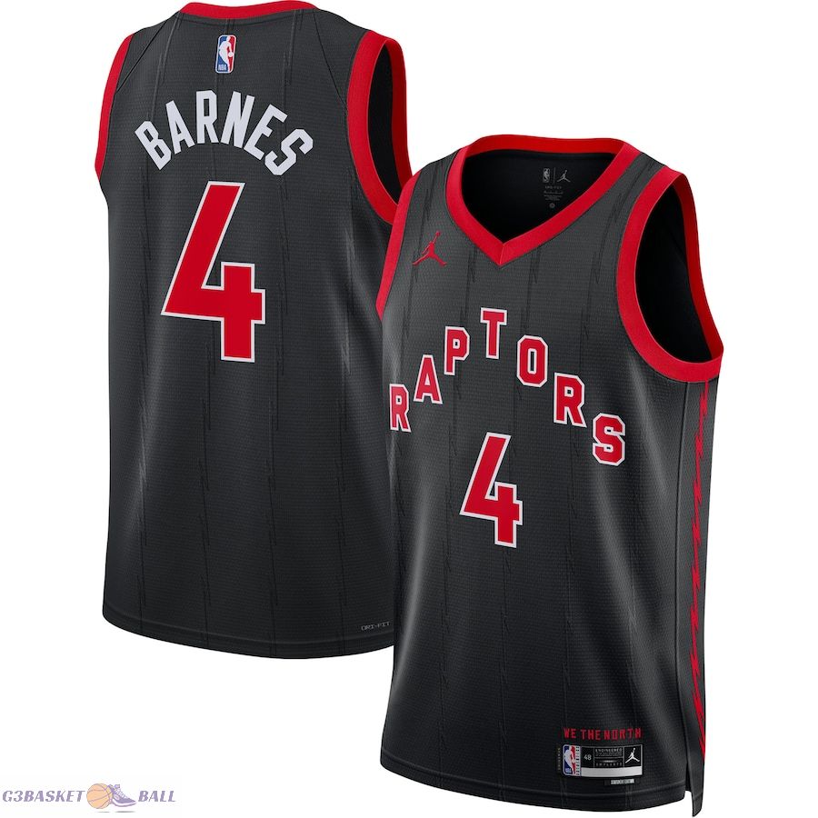 Unisex Toronto Raptors Scottie Barnes Jordan Brand Black Swingman Jersey - Statement Edition