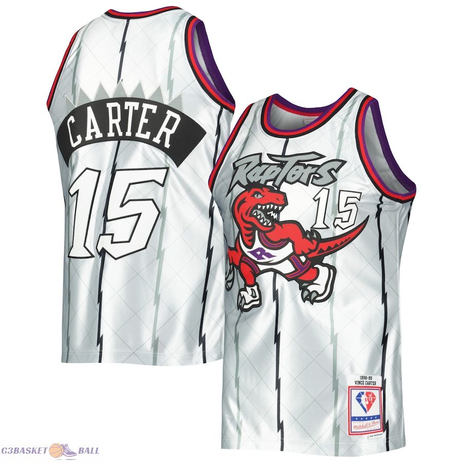 Men's Toronto Raptors Vince Carter Mitchell & Ness Platinum 1998/99 Hardwood Classics 75th Anniversary Swingman Jersey