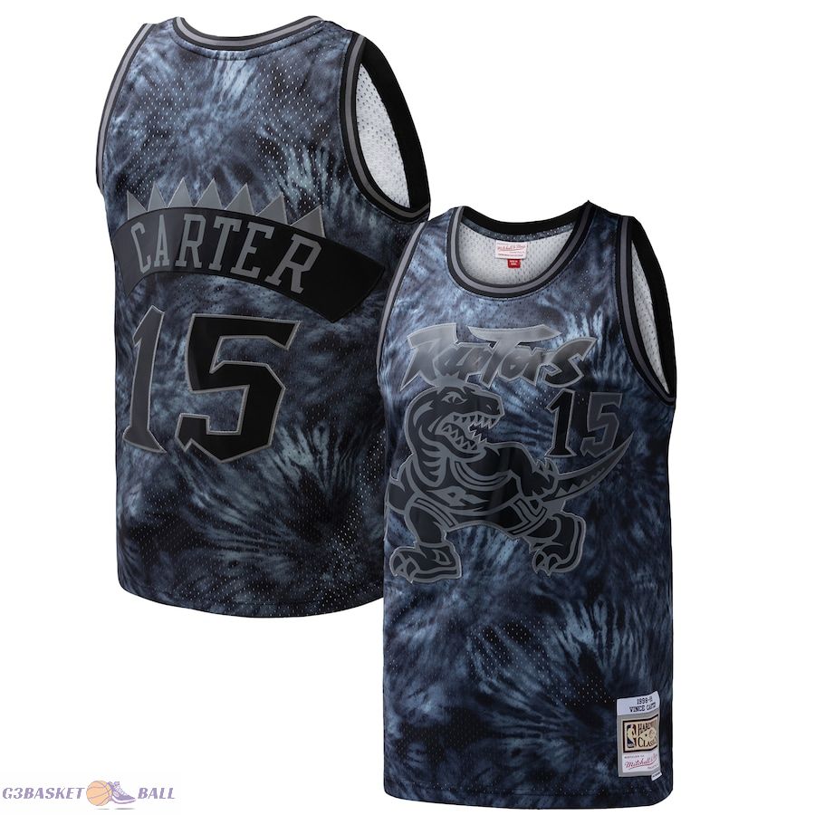 Men's Toronto Raptors Vince Carter Mitchell & Ness Black Hardwood Classics 1998/99 Tie-Dye Swingman Jersey