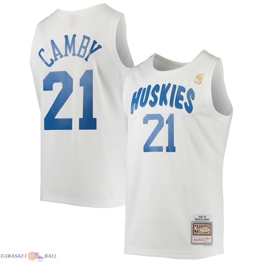 Men's Toronto Raptors Marcus Camby Mitchell & Ness White 1996/97 Hardwood Classics Swingman Jersey