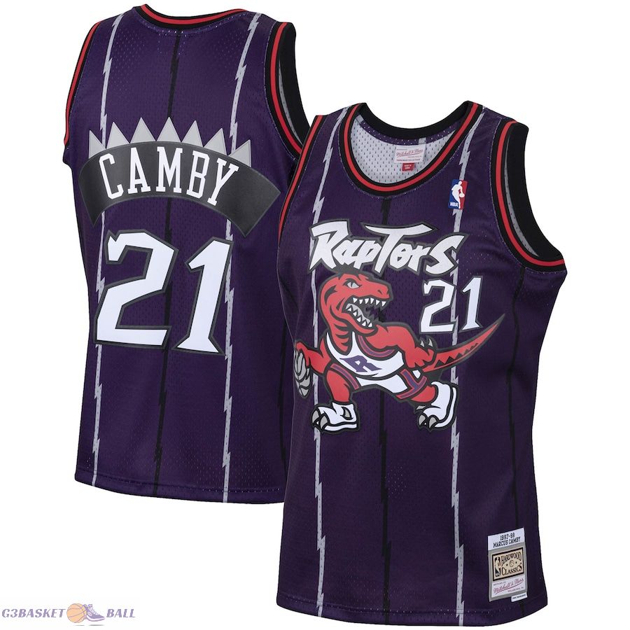 Men's Toronto Raptors Marcus Camby Mitchell & Ness Purple 2001/02 Hardwood Classics Swingman Jersey