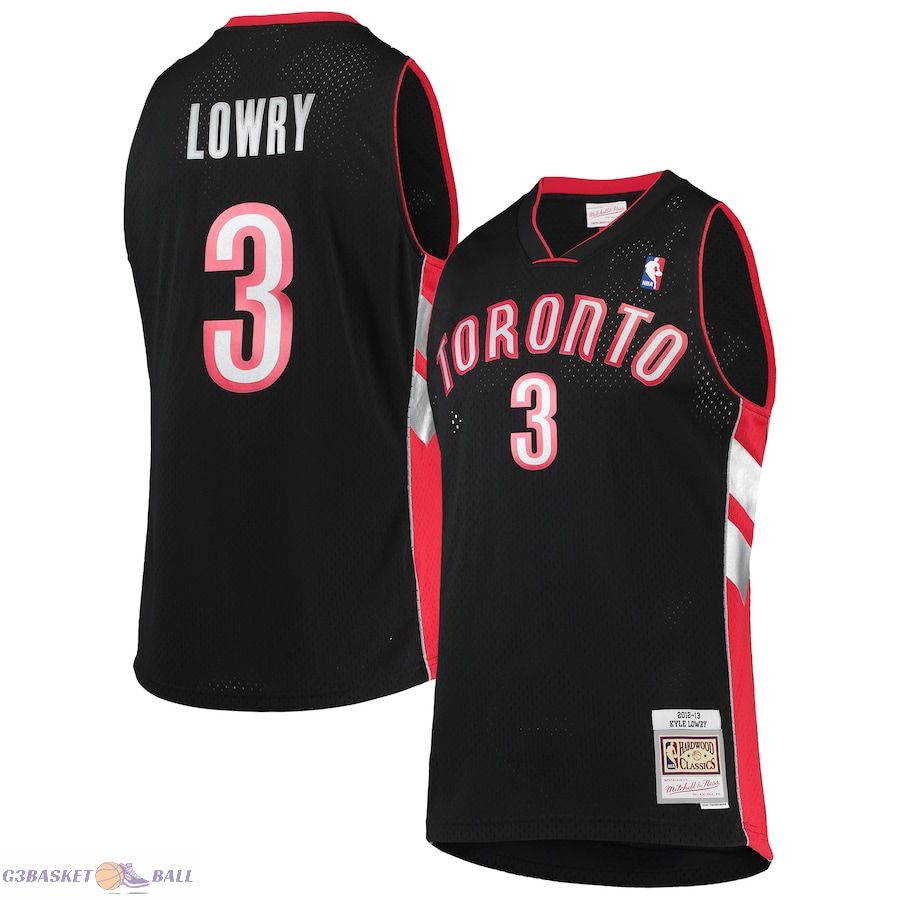 Men's Toronto Raptors Kyle Lowry Mitchell & Ness Black 2001/02 Hardwood Classics Swingman Jersey