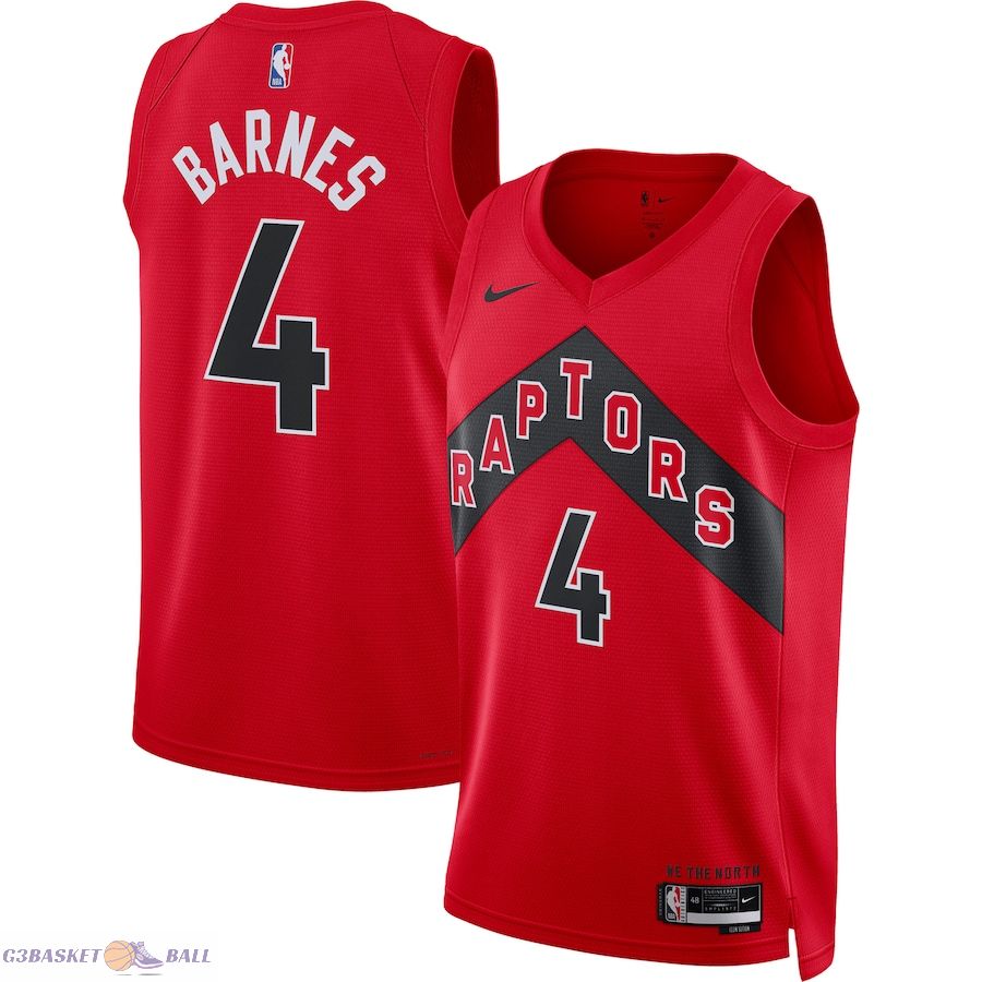 Unisex Toronto Raptors Scottie Barnes Red Swingman Jersey - Icon Edition