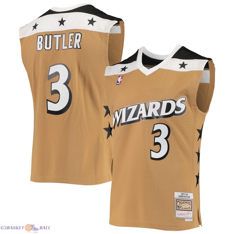 Men's Washington Wizards Caron Butler Mitchell & Ness Gold 2001/02 Hardwood Classics Swingman Jersey