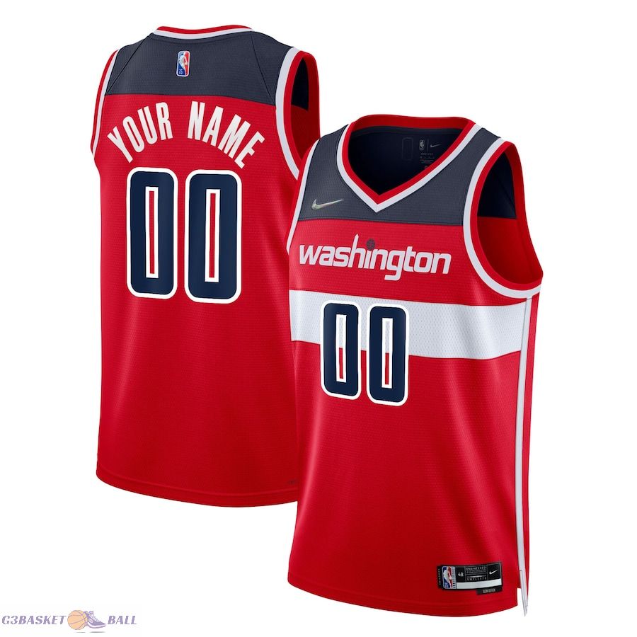 Men's Washington Wizards Red 2021/22 Diamond Swingman Custom Jersey - Icon Edition