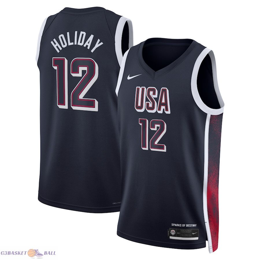 Unisex Men's USA Basketball Jrue Holiday Navy 2024 Swingman Player Jersey