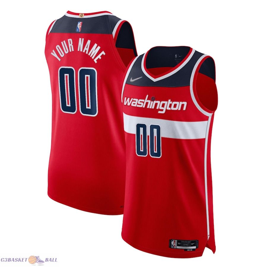 Men's Washington Wizards Red 2021/22 Diamond Authentic Custom Jersey - Icon Edition