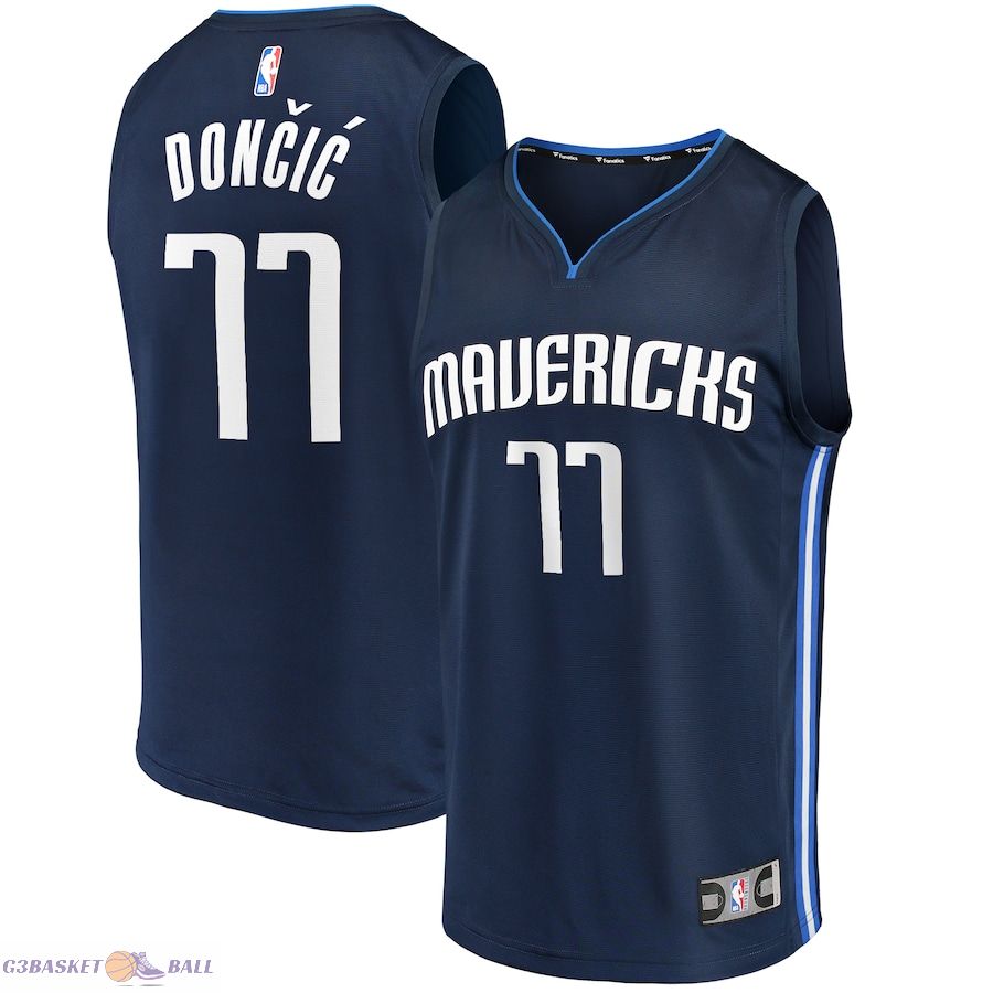 Men's Dallas Mavericks Luka Doncic Fanatics Navy Fast Break Team Replica Jersey - Statement Edition