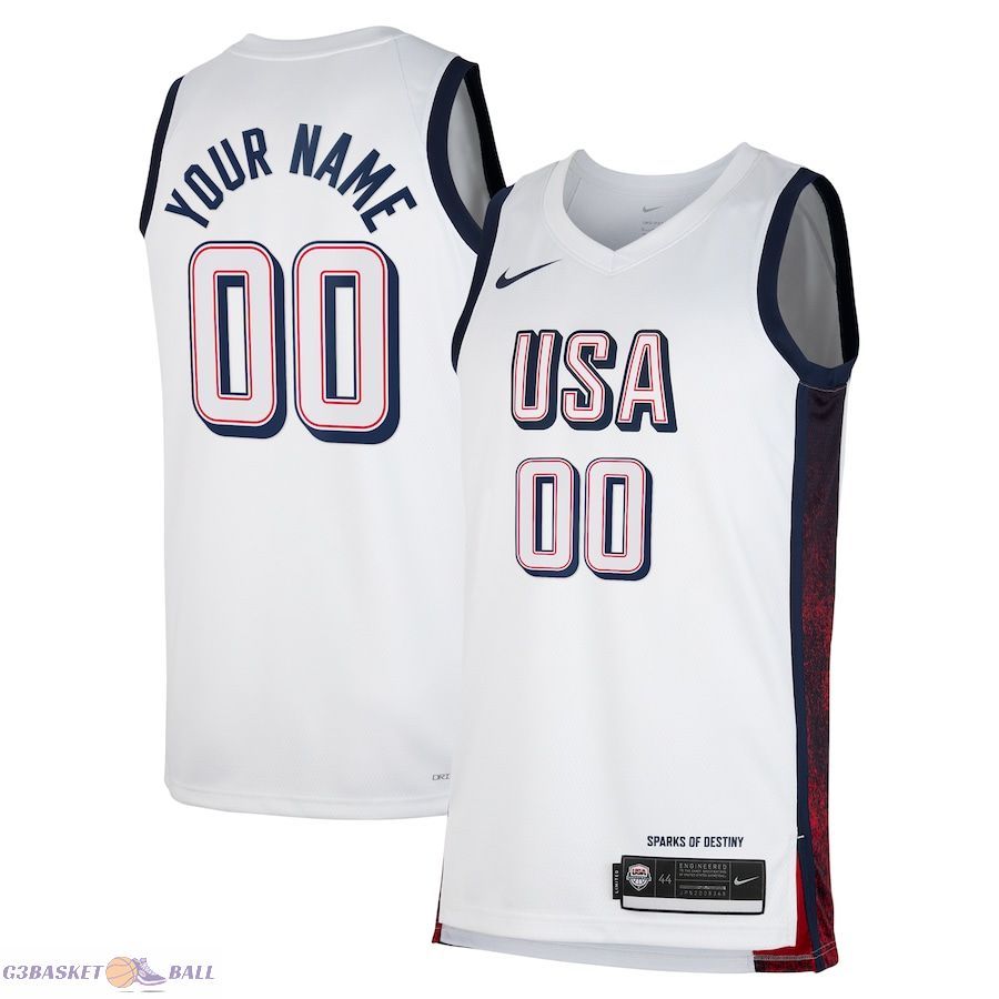 Unisex Men's USA Basketball White 2024 Swingman Custom Jersey