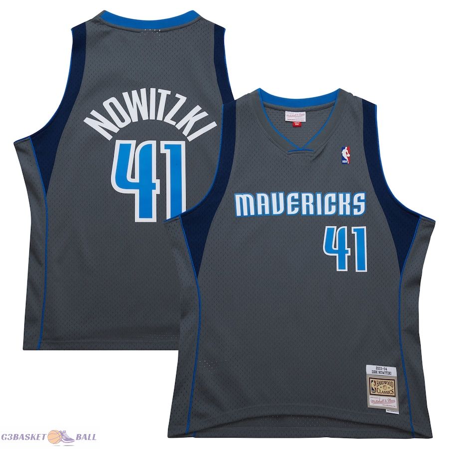 Men's Dallas Mavericks Dirk Nowitzki Mitchell & Ness Gray 2003/04 Hardwood Classics Swingman Jersey