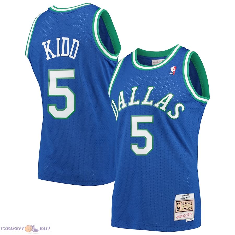 Men's Dallas Mavericks Jason Kidd Mitchell & Ness Blue 1994/95 Hardwood Classics Swingman Jersey