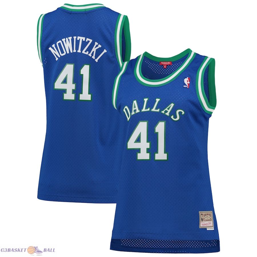 Women's Dallas Mavericks Dirk Nowitzki Mitchell & Ness Blue Hardwood Classics Swingman Jersey