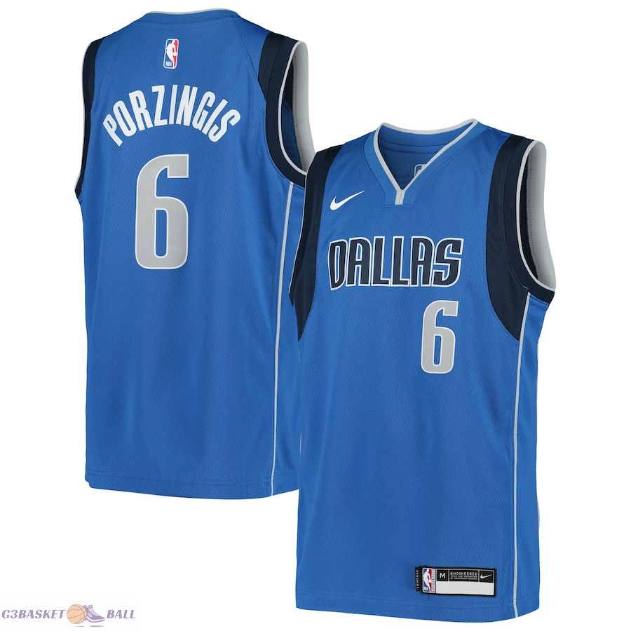 Youth Dallas Mavericks Kristaps Porzingis Blue Swingman Jersey - Icon Edition