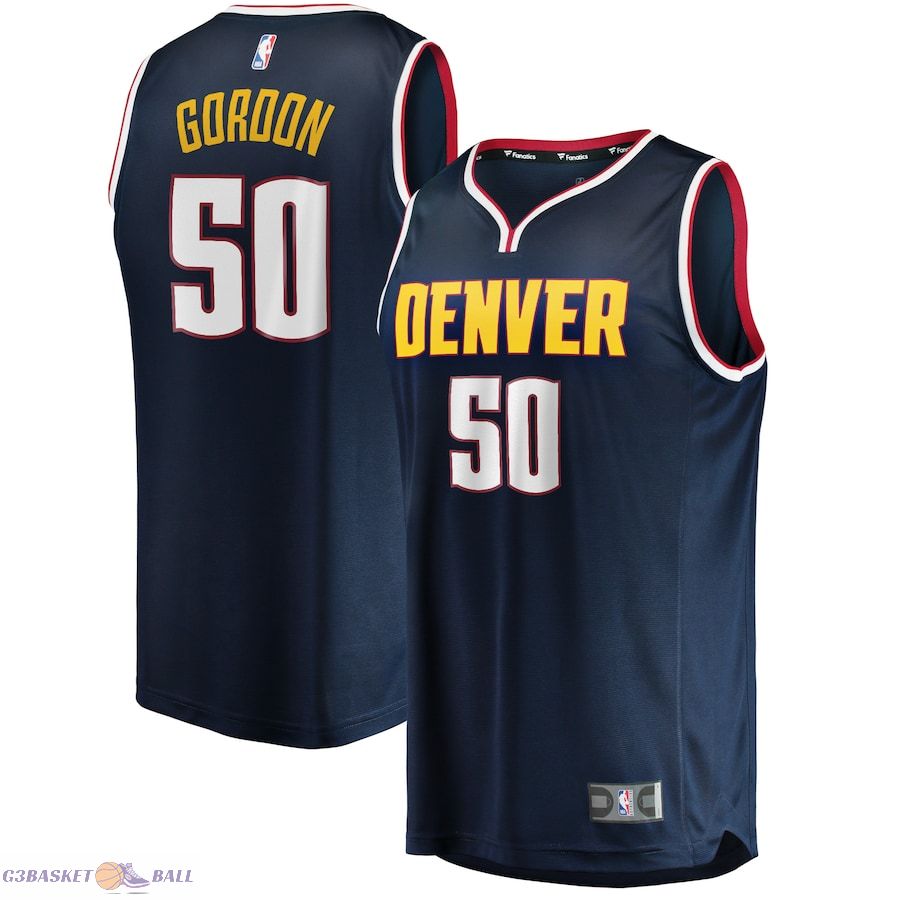 Men's Denver Nuggets Aaron Gordon Fanatics Navy 2020/21 Fast Break Road Replica Jersey - Icon Edition