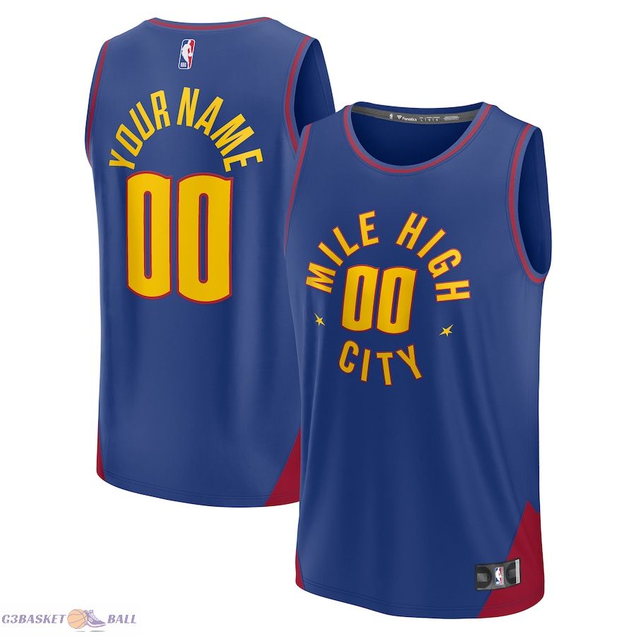 Men's Denver Nuggets Fanatics Blue 2022/23 Fast Break Custom Replica Jersey - Statement Edition