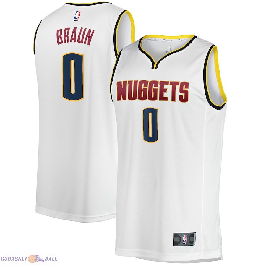 Men's Denver Nuggets Christian Braun Fanatics White Fast Break Player Jersey - Association Edition